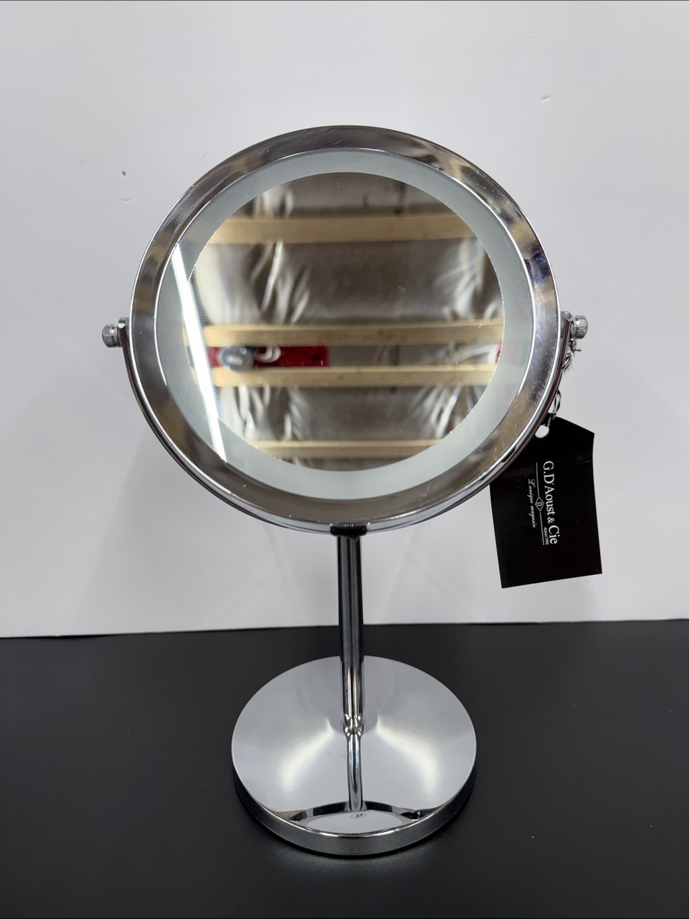 Silver Round Double-Sided Vanity Mirror